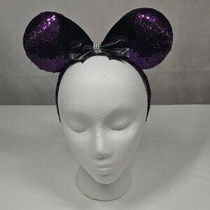 Disney Halloween Minnie Mouse Ears Purple Headband Sequins and Rhinestones